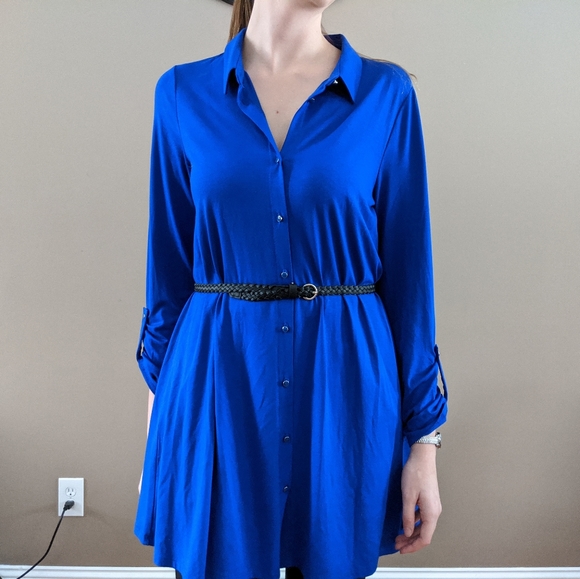 Cupio Dresses & Skirts - Cupio blue button-down shirt dress size medium